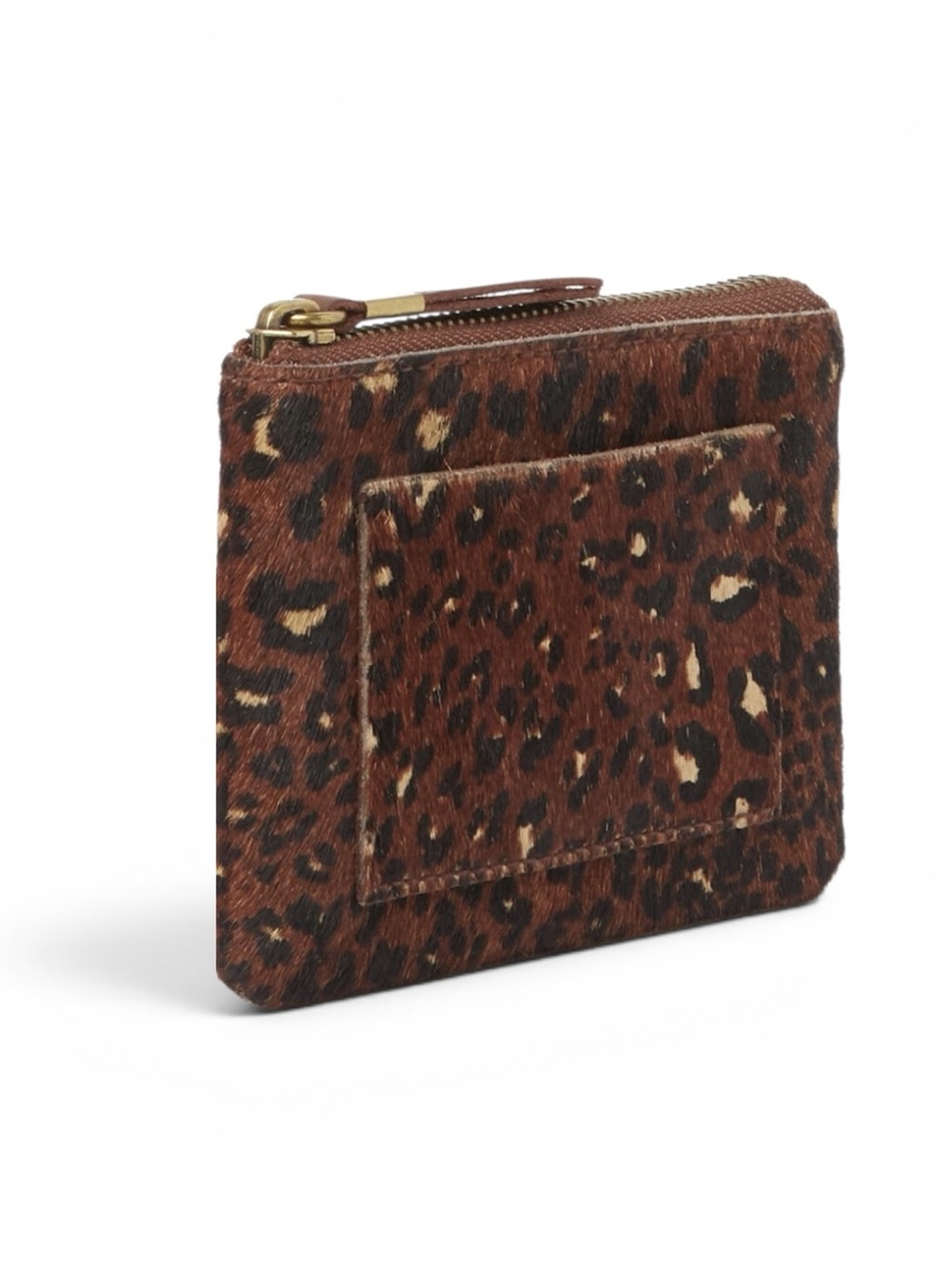 Madewell Leather Pouch Leopard Calf Hair Cardholder